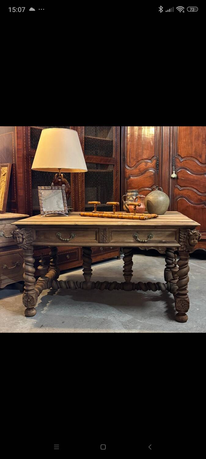 19th century desk in natural solid walnut.
