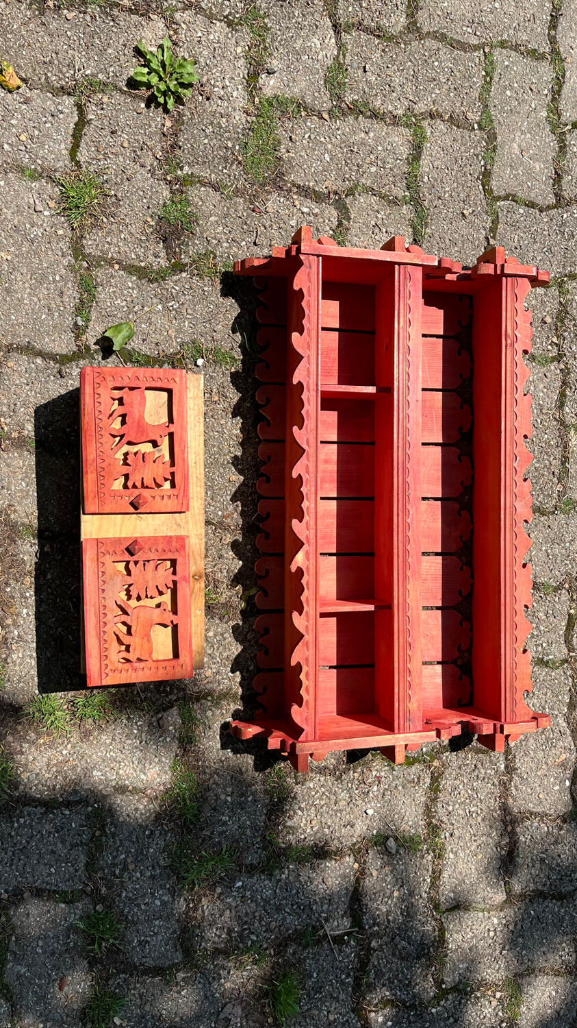 Vintage painted wood shelf