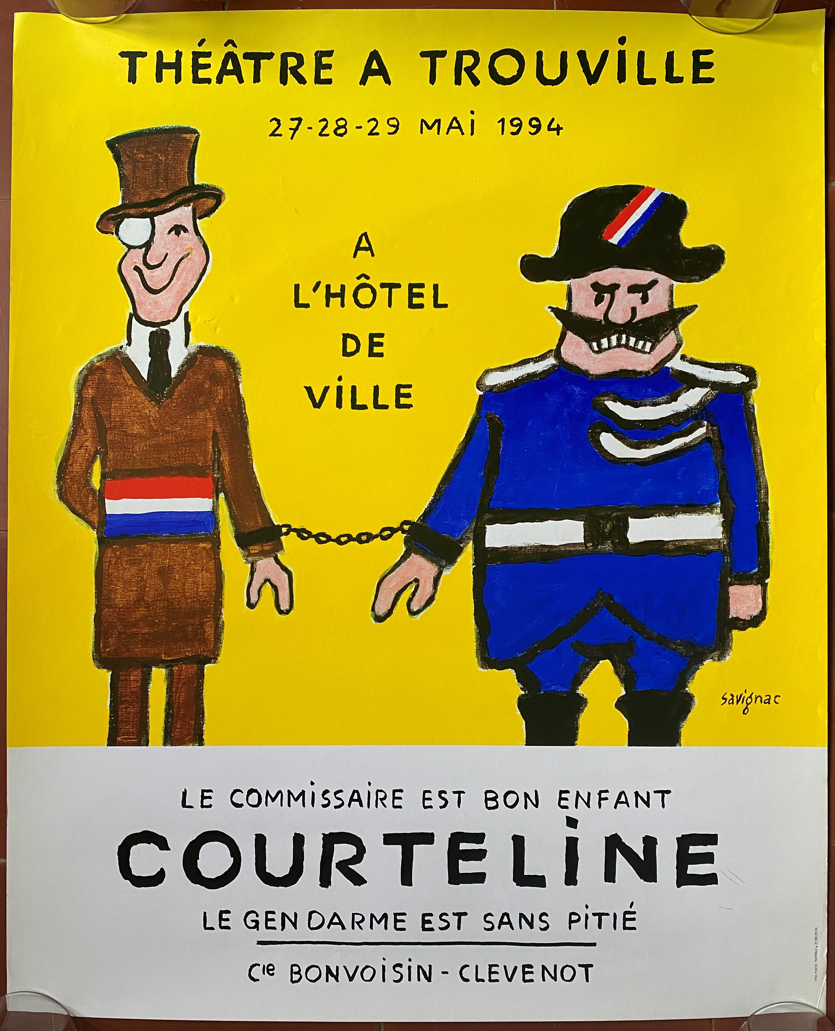Original poster "Theatre in Trouville Courteline" Savignac 49x61cm 1994