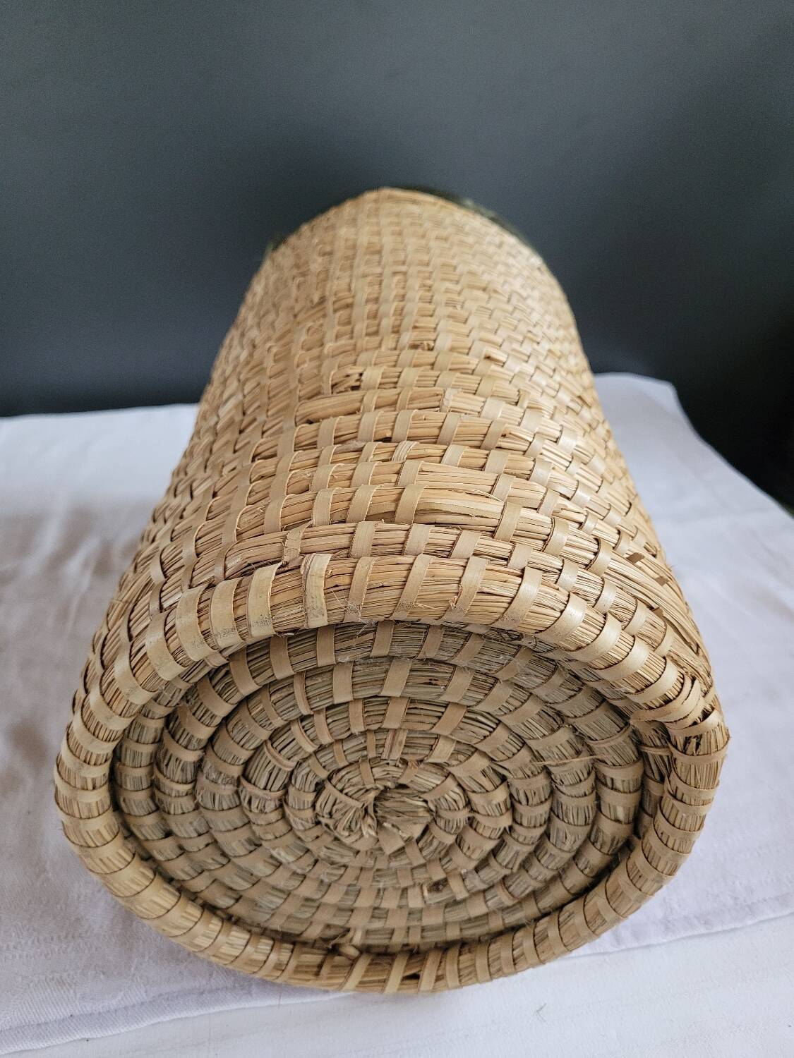 Copper and brass wicker basket