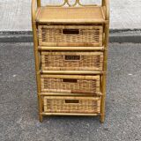 Vintage bamboo and woven rattan chest of drawers with 4 drawers.