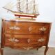 Commode sauteuse vintage scandinave en bois et marbre rose, années 1960