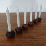 Danish Teak Candleholders, 1960s, Set of 6