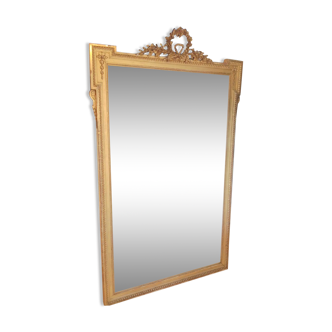 Large mirror 190 x 90 cm wooden frame dore Louis XVI style
