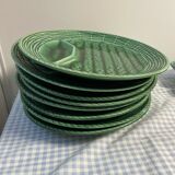 Flat earthenware asparagus set and 8 Sarreguemines plates