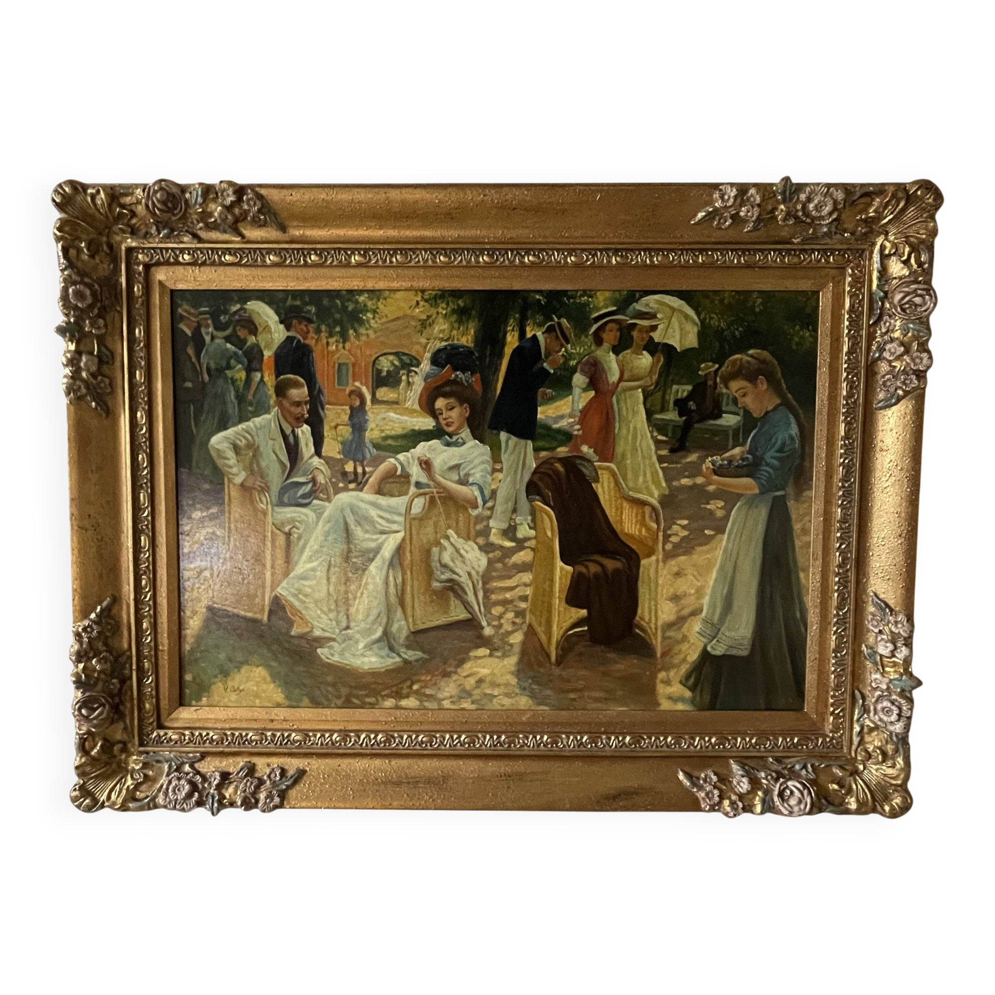 Oil on panel after Oscar Arthur Bluhm 99x73cm