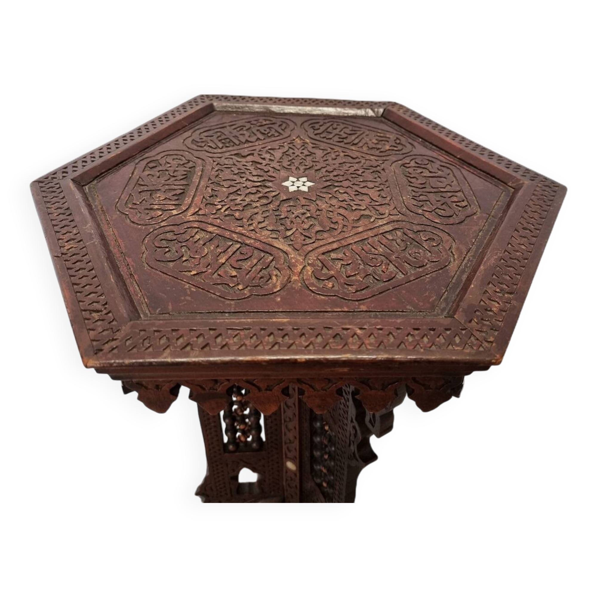 Table d'appoint syrienne antique avec nacre, début des années 1900
