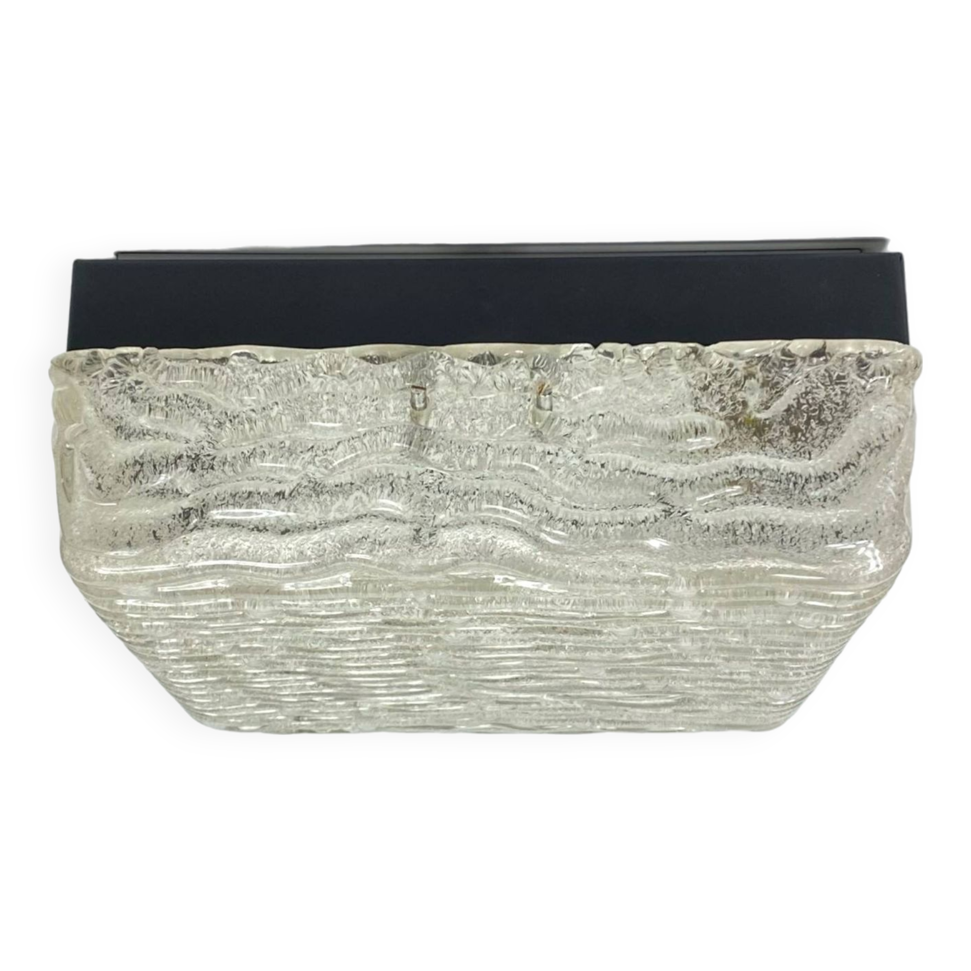 Very large ceiling light in thick textured glass 1960 Kalmar old light fixture LAMP-7044