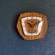 Vintage formica clock silent hexagonal wall pendulum "FFR wood"
