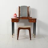 Scandinavian dressing table with triple mirror, 1950s–60s