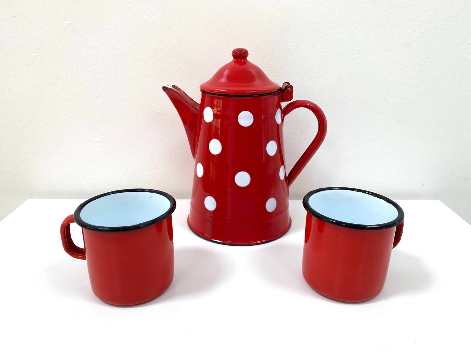 70s Polka Dot Enamel Coffee Pot - 1L