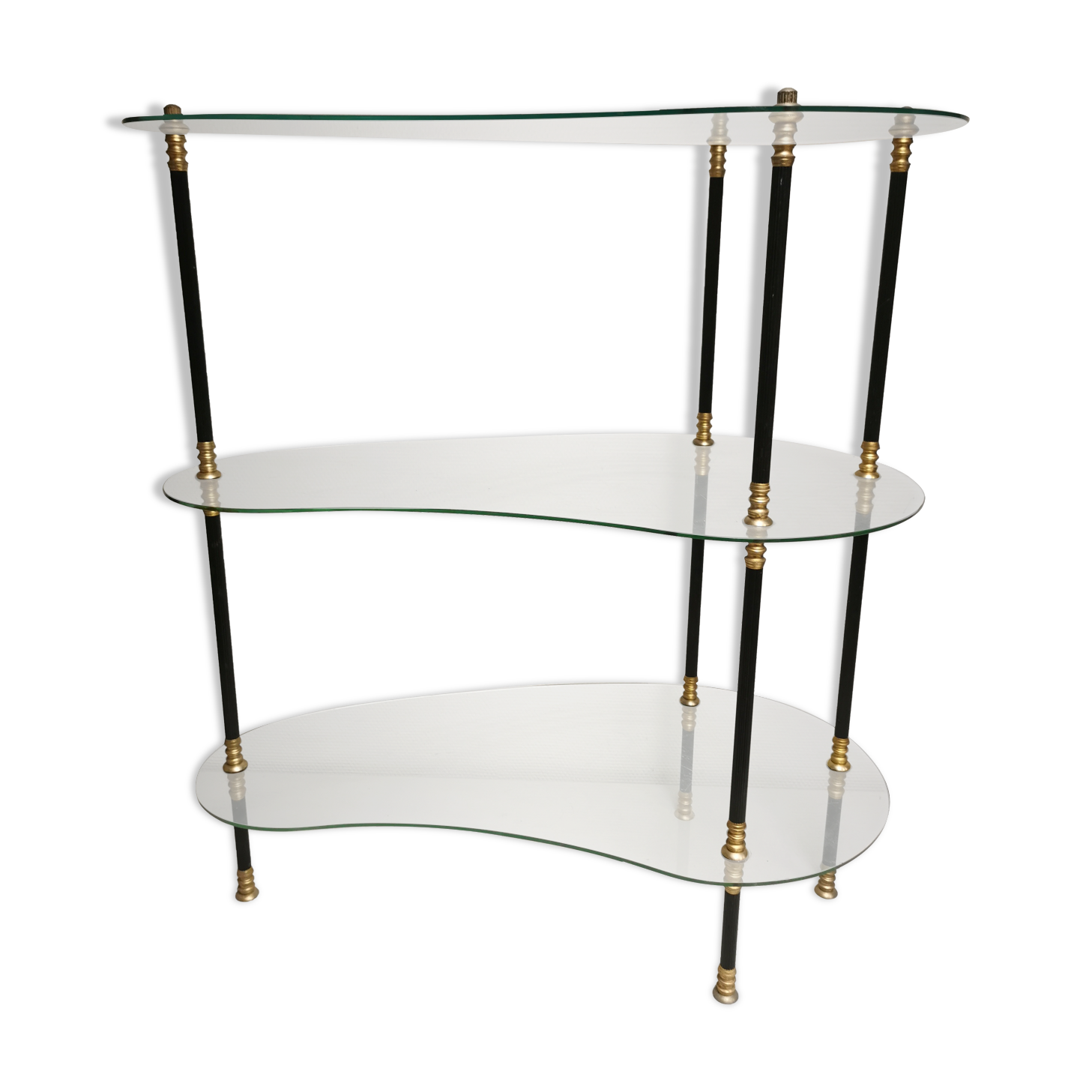 Vintage display 1950 / 1960 , side kidney table , glass shelves