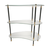 Présentoir vintage 1950 /  1960, table rognon d appoint , étagères en verre