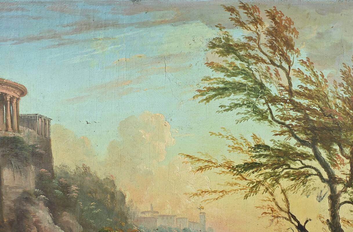 Painting “The Temple of Tivoli”, Italy – Late 19th century