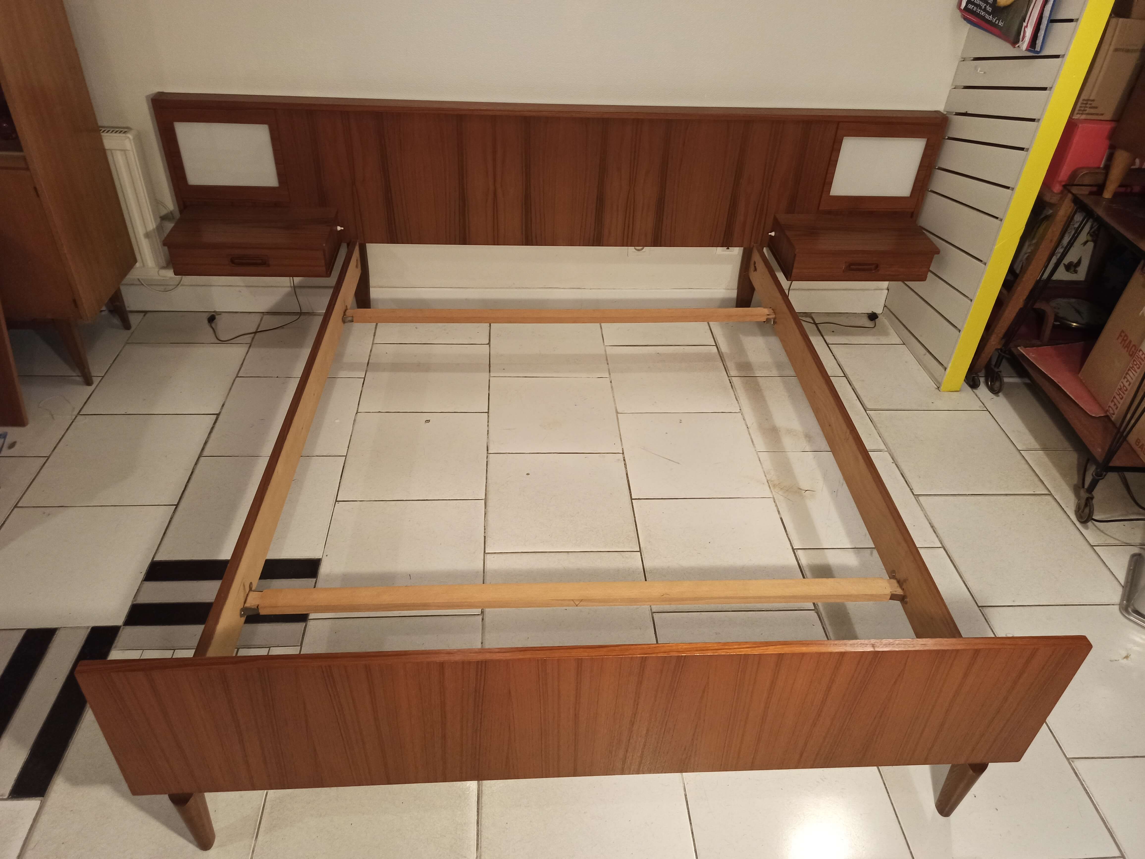 Vintage Scandinavian bed 2 seater 1960s