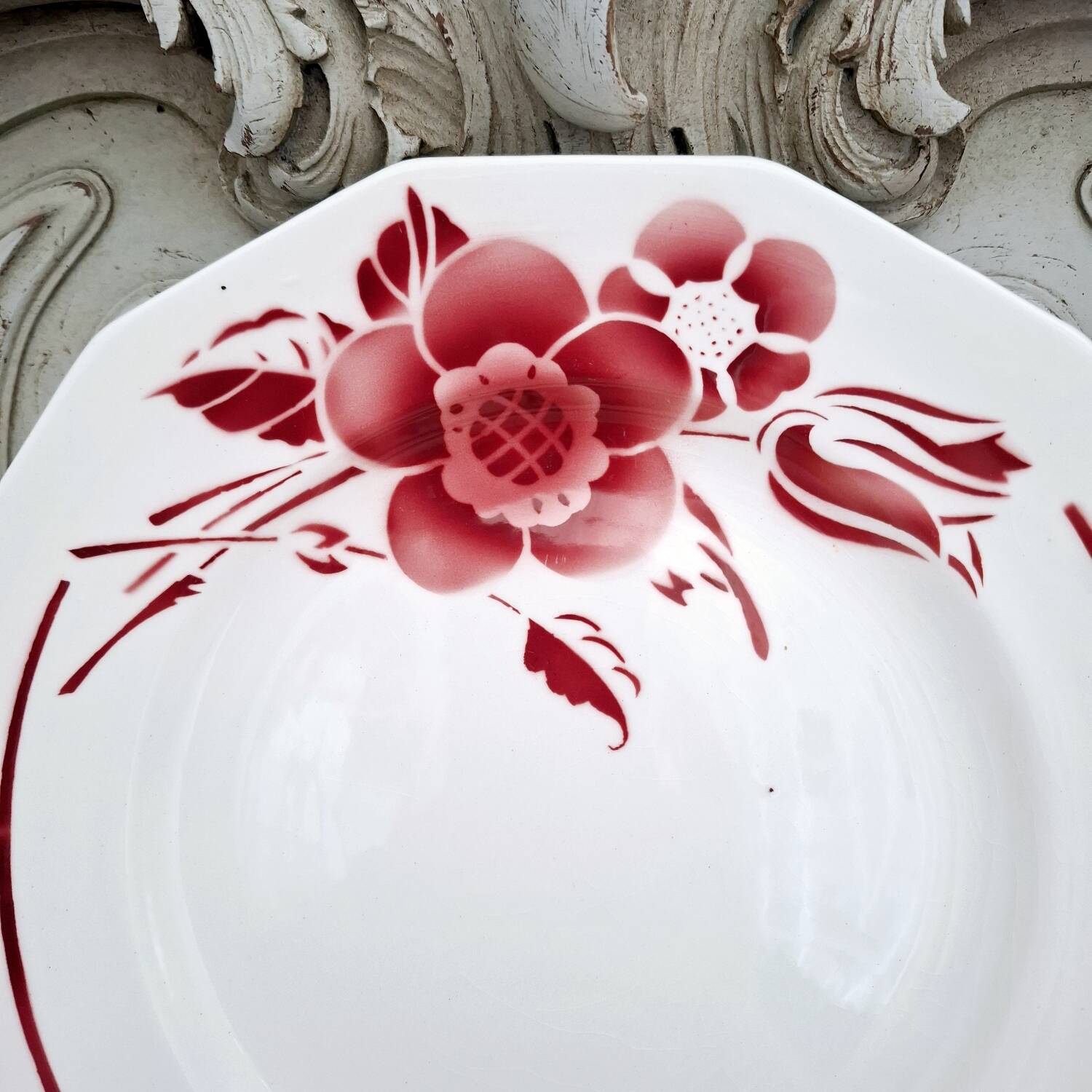 Old mounted earthenware plate