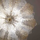 Murano Glass Gold and Transparent Leaves Chandelier or Flush Mount, 1970s