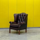 Traditional English Wingback Chesterfield Leather Armchair