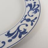 Set of 10 white and blue flat plates