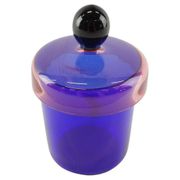 Handmade Blue, Pink and Black Glass Lidded Jar by Erik Höglund, 1992