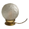 Lampe à poser vintage ronde en verre translucide - globe fleur
