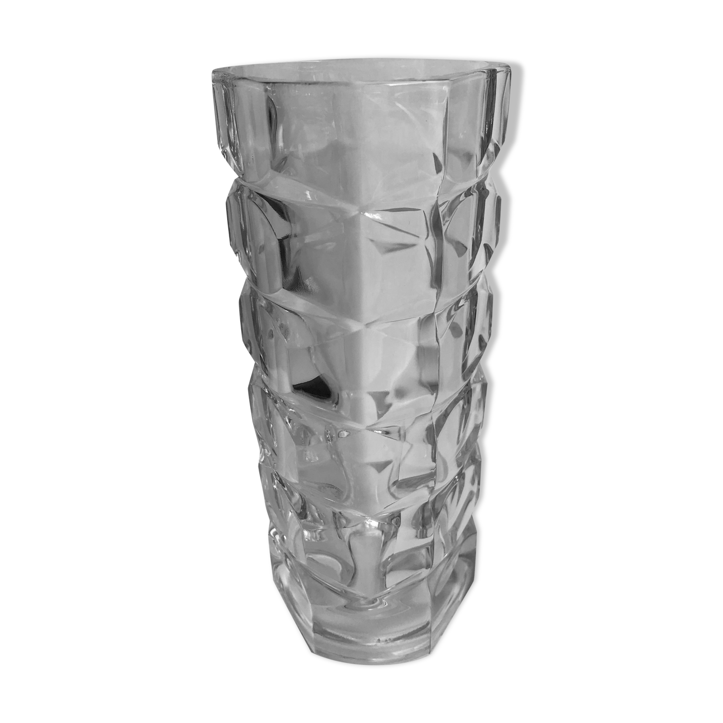 Art deco molded crystal glass vase