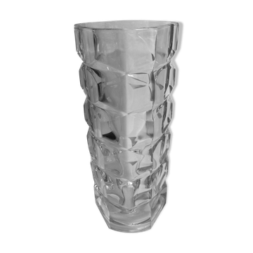 Art deco molded crystal glass vase