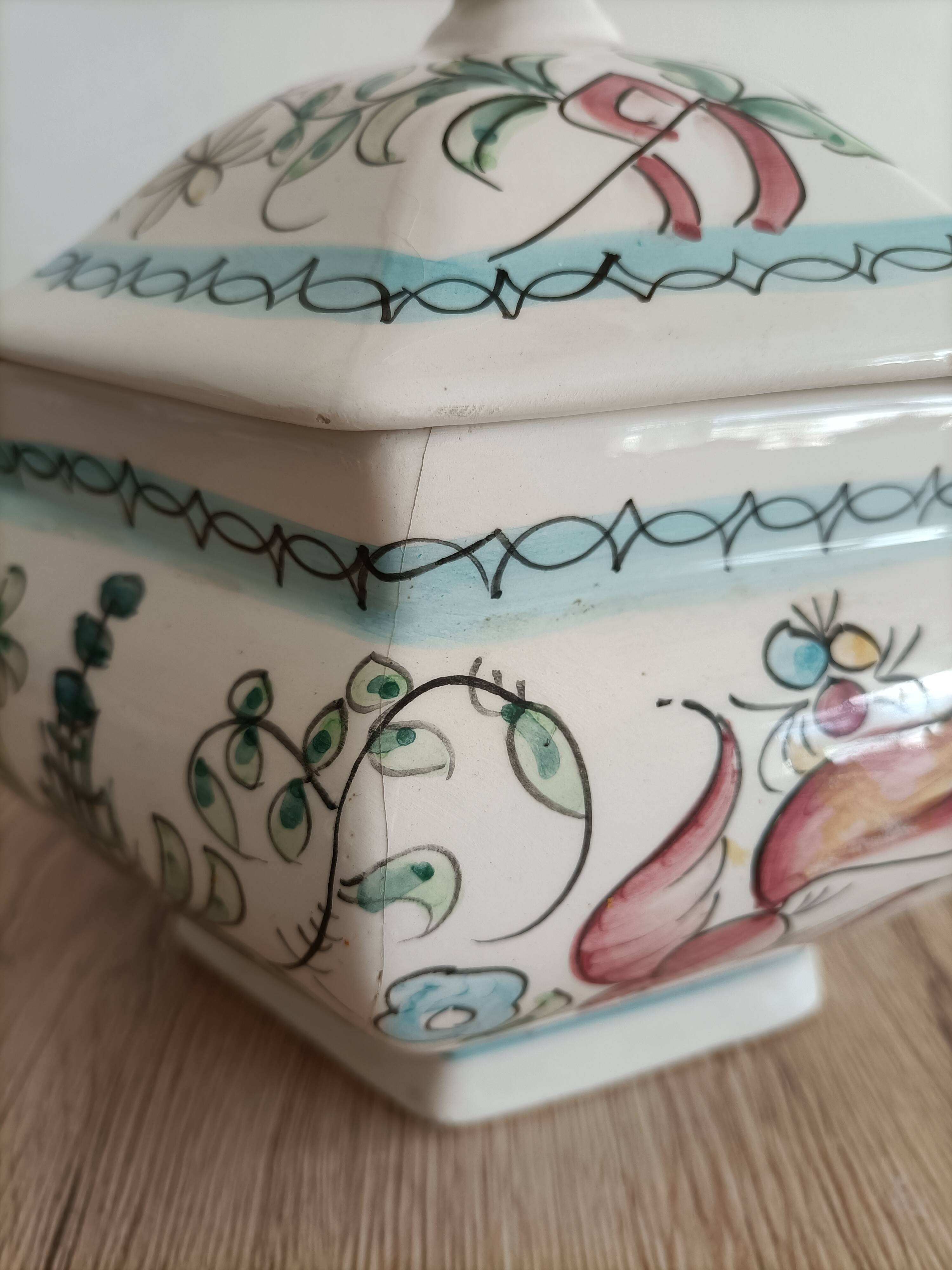 Hexagonal ceramic candy box or empty pocket