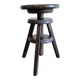 Antique wooden watchmaker's stool with screws, patinated wood.