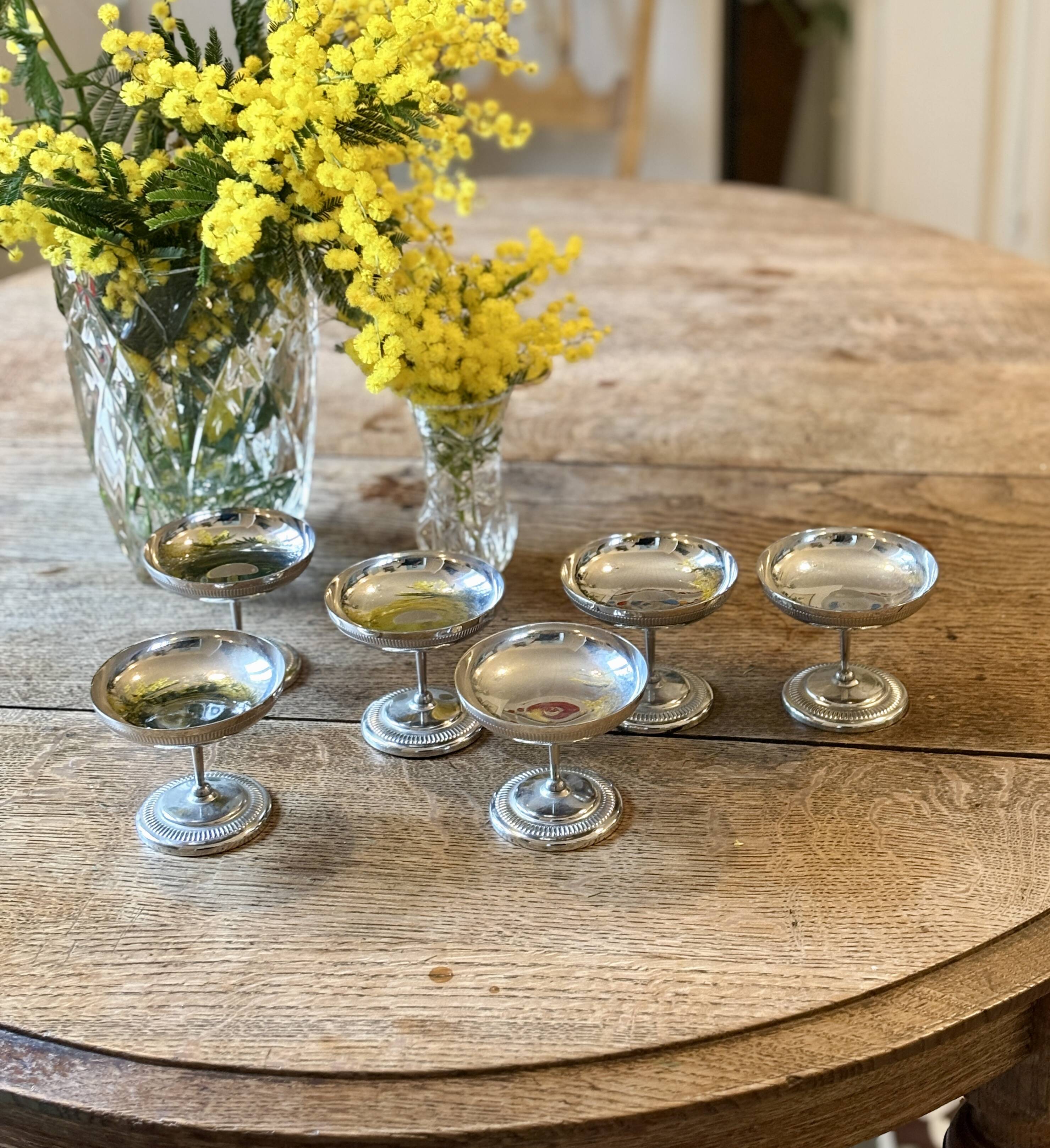 Lot de 6 coupes à dessert vintage en inox