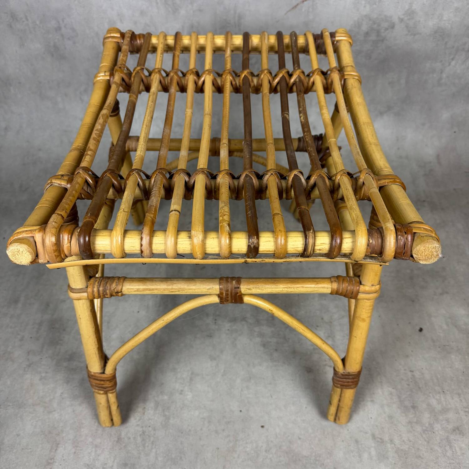 1970s rattan stool from the south of France