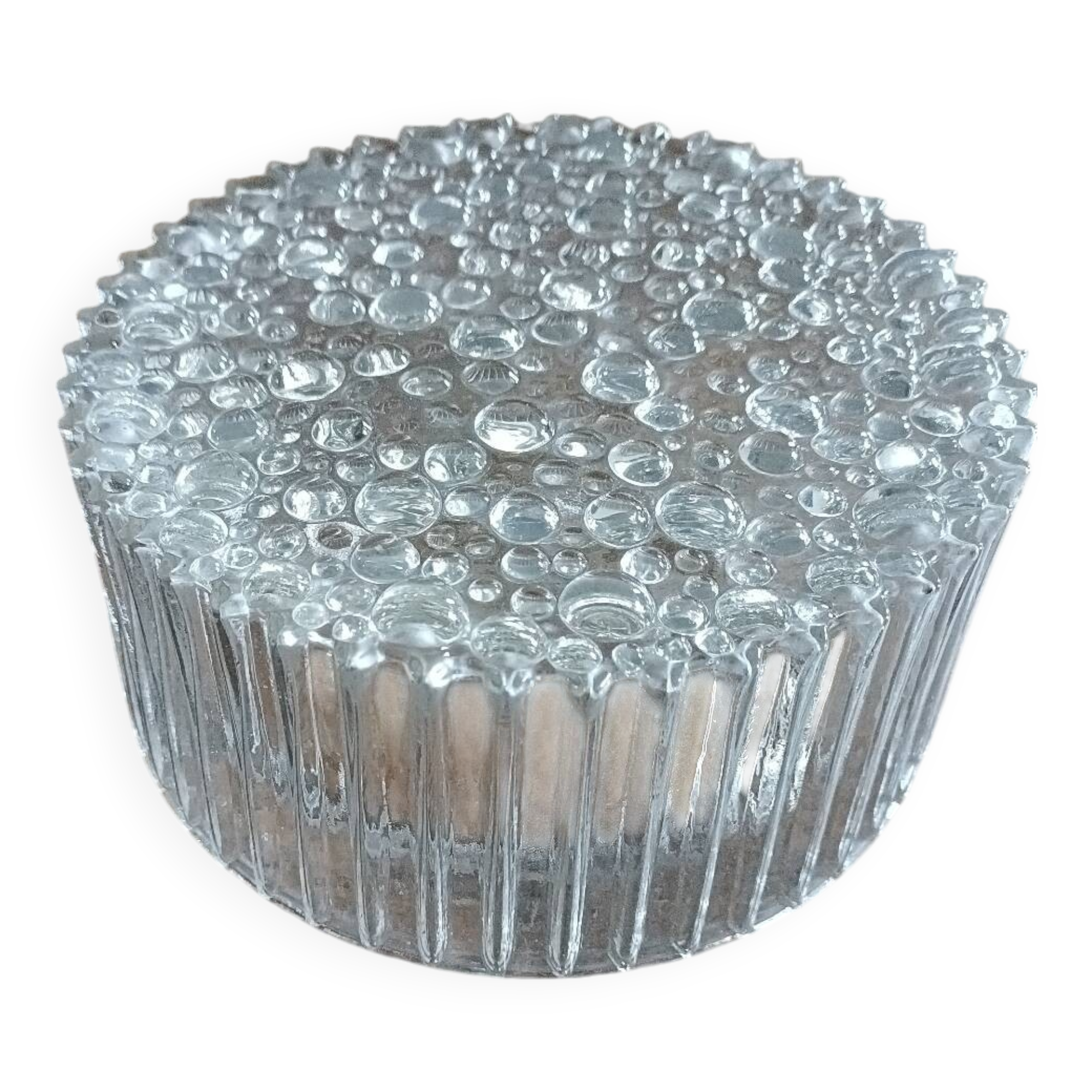 Ceiling light, wall sconce in pressed glass, 1970