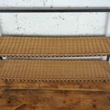 low metal and rattan shelf from the 50s