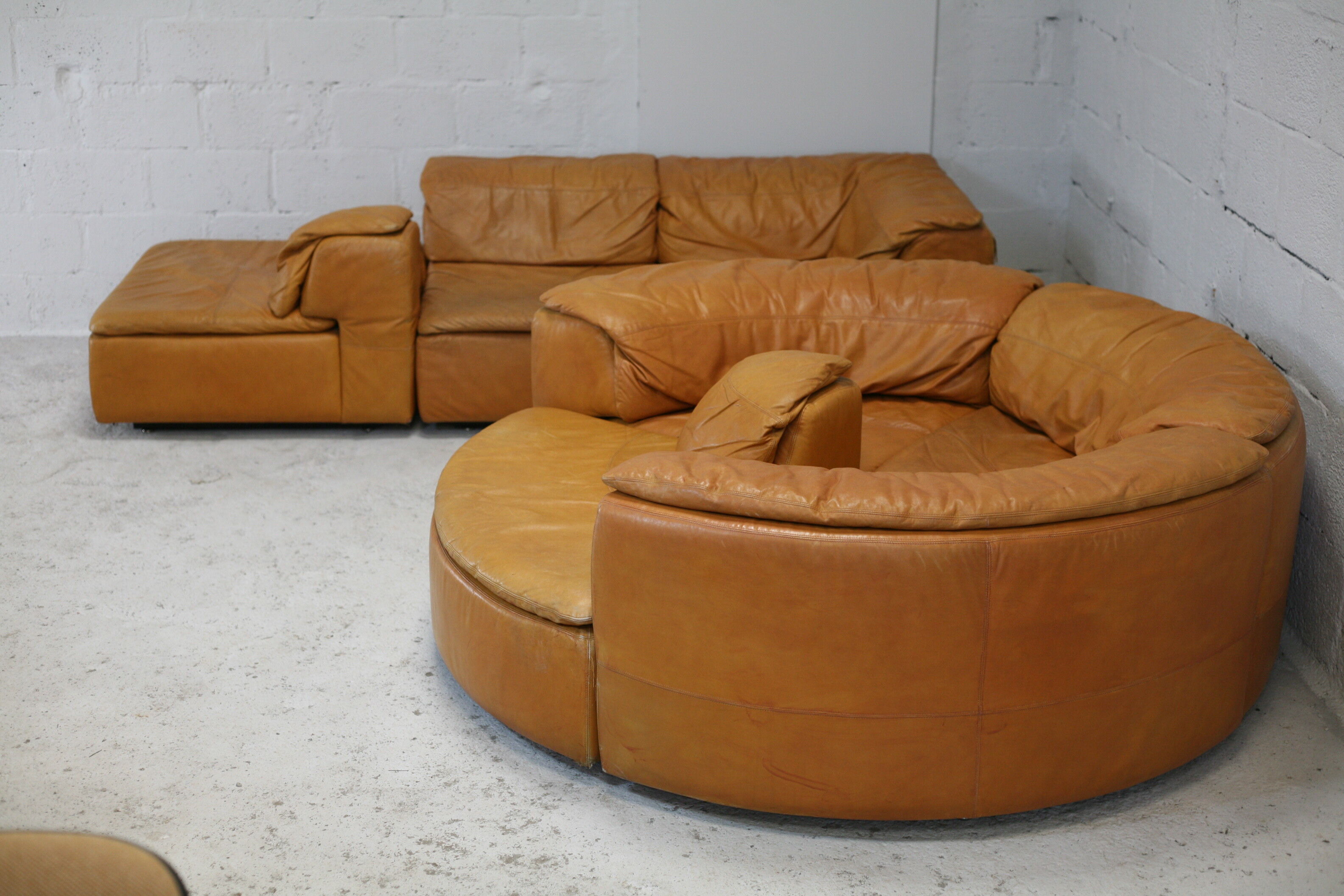 Leather modular sofa, 7 elements, 70s