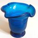 Vase glass Murano frosted blue 70s Height 28.5 cm