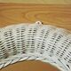 Vintage French White Oval Rattan Mirror Plywood Back Hanging Hook.
