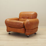 Leather armchair, Italian design, 1970s, production: Italy