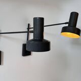 Pair of vintage adjustable wall lights, matte black metal, France 1960s