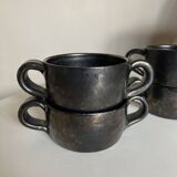 Set de 4 bols à anses Robert Picault Vallauris 1960