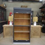 Solid oak shuttered wardrobe, anthracite grey, French work circa 1950