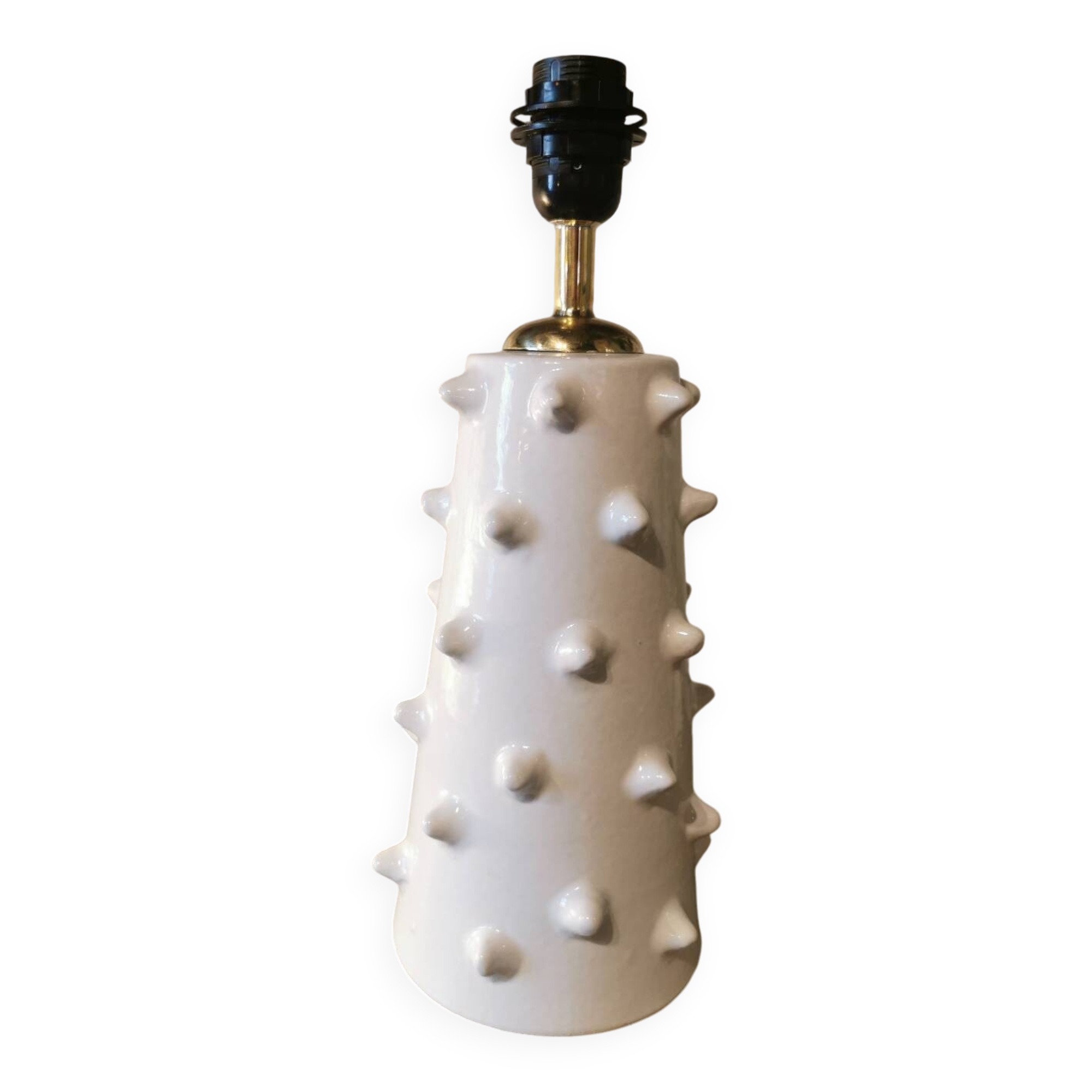 Moroccan white ceramic spiked lamp base
