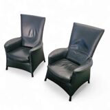 2 x armchair by Wittmann, design Paolo Piva, model Alta Highback, black leather