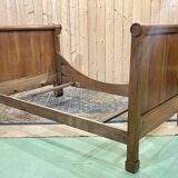 19th century Empire sleigh bed in cherry wood - Bedding: 1m82x98cm