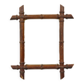 Antique Wooden Faux Bamboo Mirror, France, 42x36cm