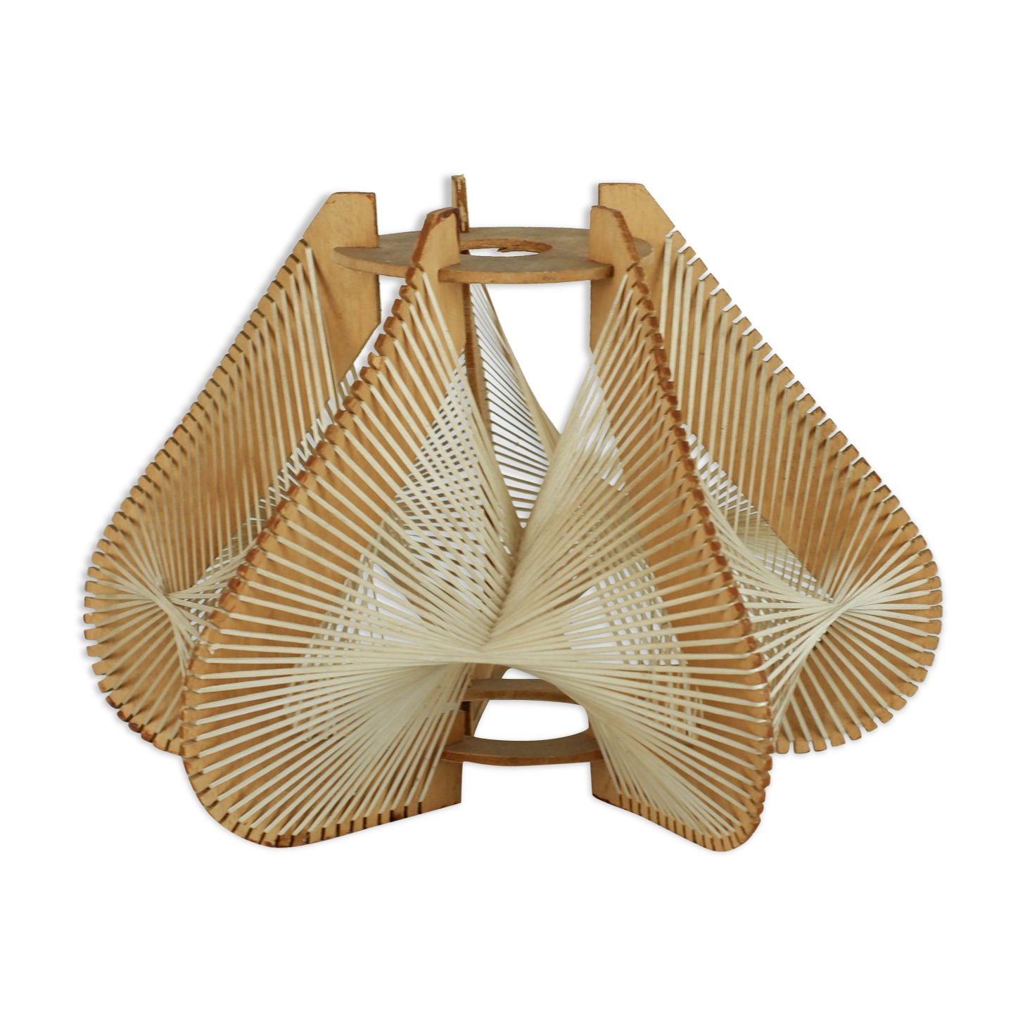 Lampshade for suspension in wire and wood