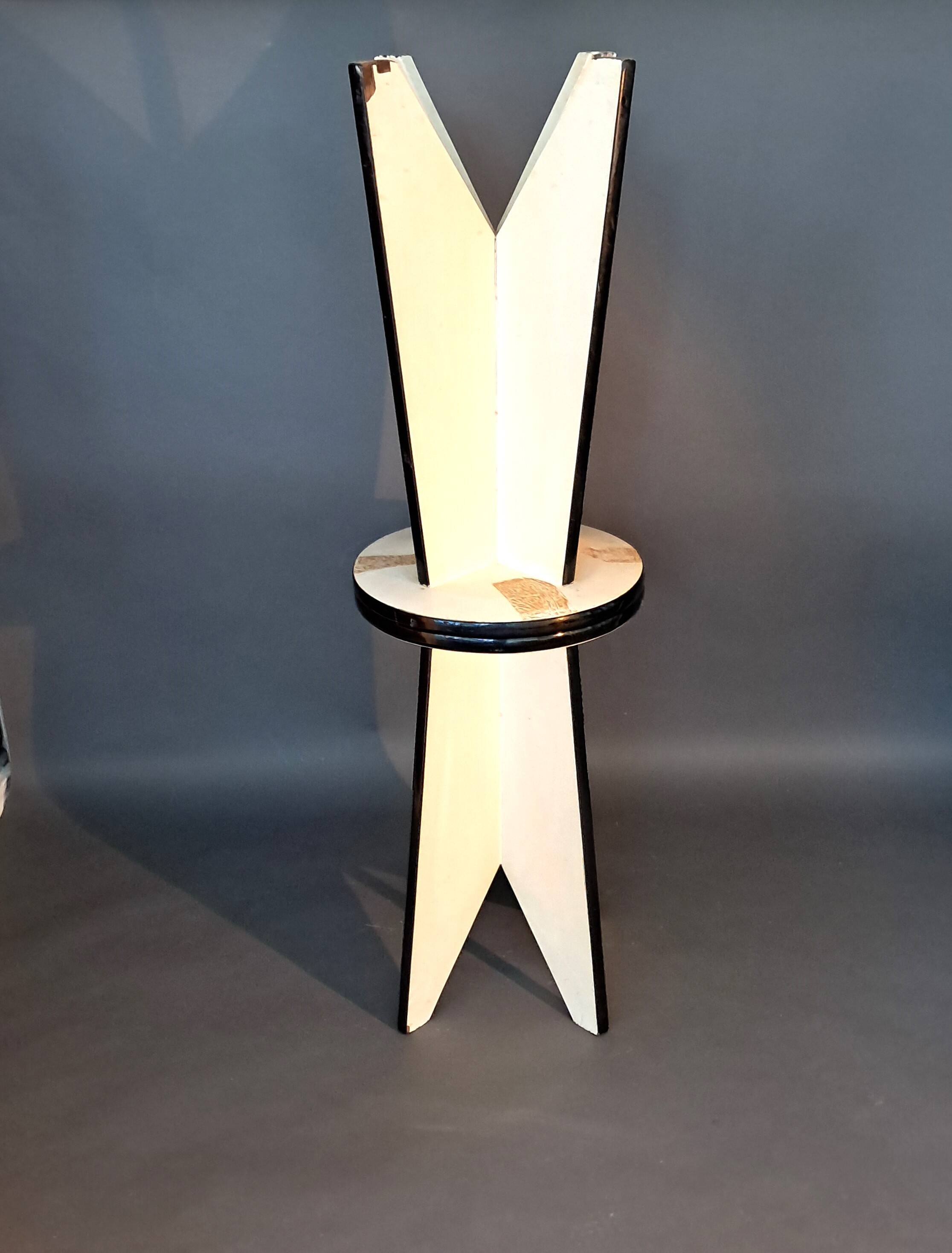 Pair of black and white lacquered wooden stools 1950/1960 Vintage.