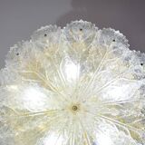Splendid large size Italian Murano glass yellow and transparent ceiling light