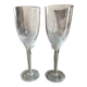 Set of two champagne glasses, crystal, Lalique France, angel model.