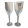 Set of two champagne glasses, crystal, Lalique France, angel model.