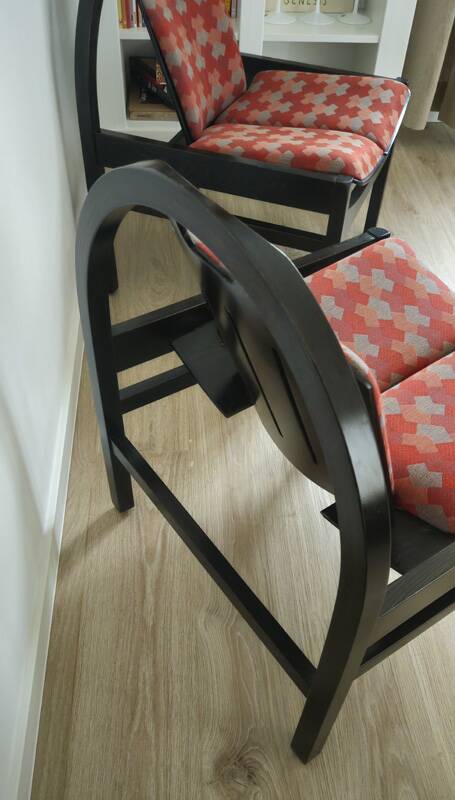 Vintage Argos armchair pair – Baumann – stained beech wood